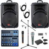 Lastvoice Ample Center-Paket-2 Aktif Hoparlör ve Mixer Full Ses Sistemi Seti - Siyah