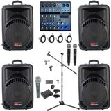 Lastvoice Ample Center Paket-4 Aktif Hoparlör ve Mixer Full Ses Sistemi Seti - Siyah
