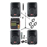 Lastvoice Ample Little Paket-4 Aktif Hoparlör ve Mixer Full Ses Sistemi Seti, 4x450 Watt, Siyah
