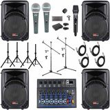 Lastvoice Ample Surface-Paket-4 Aktif Hoparlör ve Mixer Full Ses sistemi seti - Siyah
