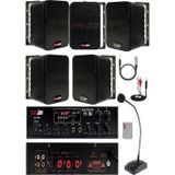Lastvoice Black Large Paket-4 Hoparlör ve Amfi Anons Ses Sistemi Seti