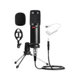 Lastvoice BM800 Full Black Condenser Youtuber Mikrofon + 7.1 Ses Kartı