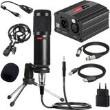 Lastvoice BM800 Full Black Mikrofon + Phantom Power + Mini Tripod + 7.1 - Siyah