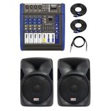 Lastvoice Bronz Paket-1 Profesyonel Ses Sistemi, Mikser Hoparlör Ekipman Seti, 2x Lx-12 Kabin Hoparlör, 2x350W Amfili Mikser, Siyah