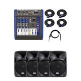 Lastvoice Bronz Paket-2 Profesyonel Ses Sistemi, Midex MP700 Mikser, 4x Lx-10 Hoparlör, Kablolu Set