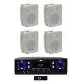 Lastvoice Duvar Hoparlör Seti, 4 Adet St-4W Hoparlör, Lv-180 Stereo Amfi, USB Girişli, 2x180W, Beyaz