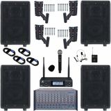 Lastvoice Elit Plus Paket-1 Profesyonel Ses Sistemi Mikser Amfi Hoparlör Mikrofon - Siyah
