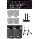 Lastvoice Gold-2550 8 Kanal 2x500W Amfi, Hoparlör, Kablosuz Mikrofon, Duvar Hoparlörü Ses Sistemi Paketi