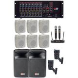 Lastvoice Gold-2550 8 Kanal 2x500W Amfi, Kablosuz Mikrofon, Duvar Hoparlörleri Okul Ses Sistemi Full Paket