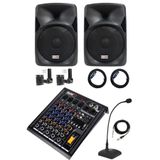 Lastvoice Hall Paket-2 Ses Sistemi, Mixer Hoparlör Paketi, 2x Lx-08 Kabin Hoparlör, Midex MP-400 Amfili Power Mikser, Siyah