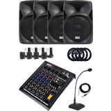Lastvoice Hall Paket 4 Kapalı Alan toplantıları için Ses Sistemi Mixer Hoparlör Paketi