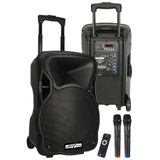 Lastvoice LS-P1912EE Portatif Taşınabilir Ses Sistemi, 12 İnç, 800 Watt, 2 Kablosuz Mikrofon, Siyah