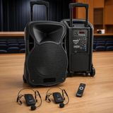 Lastvoice LS-P1912HH Portatif Taşınabilir 12 İnç 800 Watt 2'li Headset Mikrofonlu Seyyar Ses Sistemi - Siyah
