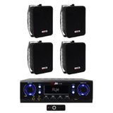 Lastvoice LV-180 Stereo Amfi, 4 Adet ST-4B Duvar Hoparlörü, Ses Sistemi Seti, Siyah
