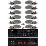 Lastvoice LV-2100 Anfi, 12 Adet Lastvoice TVX-5T Tavan Hoparlörü, 100 Watt, Bluetooth, USB, Siyah, Ses Sistemi Seti