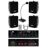 Lastvoice LV-2100 Anfi, 4 Adet 100V Duvar Hoparlörü, Kablolu Masa Mikrofonu, Ses Sistemi Seti, Siyah