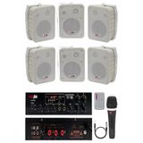 Lastvoice LV-2100 Anfi, 6 Adet ST-4TW Hoparlör, Kablolu Mikrofon, Mağaza Ses Sistemi Seti
