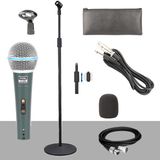 Lastvoice LV-680STM KABLOLU Dinamik Mikrofon Seti (Boy Stand cüzdan Çift Kablo Sünger Tutacak) - Siyah - Paket-3