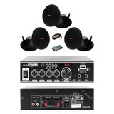 Lastvoice LVX-150 Stereo Amfi, 2x75 Watt, Bluetooth, USB-SD, 3 Adet Siyah Tavan Hoparlörü Paketi