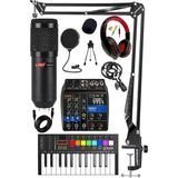 LASTVOICE Midi Live Paket-1 Ses Kartlı Mikser, BM800 Mikrofon ve Kulaklık ile Midi Klavye Seti