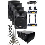 Lastvoice School Paket-4 Okul Tören Ses Sistemi Full Set, 4x12'' 600W Hoparlör, Stereo Anfi, Kablosuz ve Kablolu Mikrofon, Hoparlör Ayakları, Siyah
