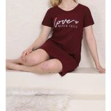 Latal Collection Kadın Pijama Elbise – Love Never Fails Baskılı, Günlük & Ev Giyimi - Bordo