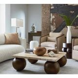 Latan Wood Travertine Ahşap Orta Sehpa