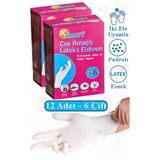 Lateks Tek Kullanımlık Pudralı Eldiven 2 Paket Doktor Eldiveni Muayene Eldiveni Beyaz M Beden Çok Amaçlı Gıda Temizlik
