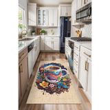 Latte Dizayn Galaxy Şönil Pamuk Tabanlı Yıkanabilir Kaymaz Antibakteriyel Mutfak Halısı 120x180