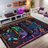 Latte Dizayn Lonca Gamer Halısı Şönil Pamuk Tabanlı Kaymaz Yıkanabilir Gaming Oyuncu Odası Halısı 100x150