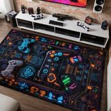 Latte Dizayn Nerf Gamer Halısı Şönil Pamuk Tabanlı Kaymaz Yıkanabilir Gaming Oyuncu Odası Halısı 200x300