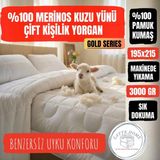 Latte Home %100 Merinos Boncuk Kuzu Yünü Çift Kişilik Yorgan – Kokusuz, Makinede Yıkanabilir, Sık Dokuma Pamuk Kumaş, Doğal Isı Dengeleyici - 195 x 215 cm - Beyaz