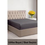 Latte Tekstil Antrasit Renkli Pamuklu Penye Kumaş Fitted Lastikli Çarşaf Tek-Çift-Battal Ebat - 90 x 190