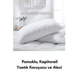 LATTE TEKSTİL Beyaz Renkli, Pamuklu, Kapitone Desenli Yastık Koruyucu Ve Yastık Alezi (50 X 70 CM) 1 Adet