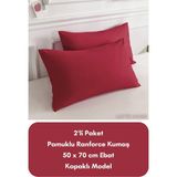 Latte Tekstil Bordo Renkli Ranforce Pamuklu Kumaş Kapaklı Yastık Kılıfı 2'li Paket 50X70 cm - 50 x 70 cm