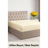 Latte Tekstil Krem Renkli Pamuklu Penye Kumaş Fitted Lastikli Çarşaf Tek-Çift-Battal Ebat - 90 x 190