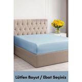 Latte Tekstil Mavi Renkli Pamuklu Penye Kumaş Fitted Lastikli Çarşaf Tek-Çift-Battal Ebat - 90 x 190