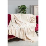 Latuda Concept Koltuk Örtüsü | Çekyat Örtüsü | Koltuk Şalı 175x215 Mikrofiber Şönil Çift Taraflı Kaymaz | Ekru