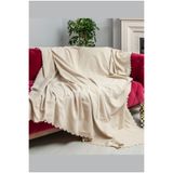 Latuda Concept Koltuk Örtüsü | Çekyat Örtüsü | Koltuk Şalı 175x215 Mikrofiber Şönil Çift Taraflı Kaymaz | Krem