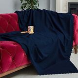 LATUDA CONCEPT Koltuk Örtüsü Şönil Kaymaz Çift Taraflı Çekyat Örtüsü Koltuk Şalı 175x300 - LACİVERT