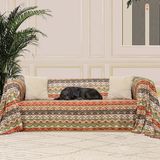 LATUDA CONCEPT SoftMicro Boho Etnik Desenli Mikrofiber Koltuk Örtüsü ve Şalı, Kaymaz 180x300 cm