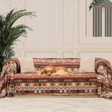 LATUDA CONCEPT SoftMicro Boho Etnik Desenli Mikrofiber Koltuk Örtüsü ve Şalı, Kaymaz Toprak180x220 cm