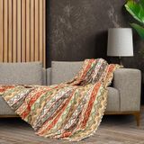 LATUDA CONCEPT SoftMicro Boho Etnik Desenli Mikrofiber Koltuk Örtüsü ve TV Battaniyesi, Koltuk Şalı, Kaymaz 130x180 cm