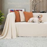 Latuda Home Kaymaz Koltuk Örtüsü Çift Taraflı Mikrofiber Şönil 175X350 cm XL- Krem – Kedi Köpek ve Çocuk Dostu - 175 x 350 cm