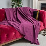 Latuda Home Latuda - Şönil Çift Taraflı Kaymaz Çekyat Örtüsü Ve Koltuk Şalı Mor