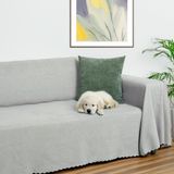 Latuda Home Mikrofiber Şönil Fitilli Minimalist Koltuk Örtüsü -175 x 300 cm Large, Çift Taraflı, Kaymaz, Terletmez A.gri - 175 x 300 cm - Açık Gri