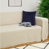 Latuda Home Mikrofiber Şönil Fitilli Minimalist Koltuk Örtüsü -175 x 300 cm Large, Çift Taraflı, Kaymaz, Terletmez Camel - 175 x 300 cm