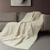 Latuda Home Ponela Koltuk Örtüsü Kaymaz Bohem Punch Kabartmalı 3 Boyutlu 175X215 cm ( Medium ) Kaymaz, Krem - 175 x 215 cm