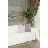 Latuda Home Ponela Koltuk Örtüsü Kaymaz Bohem Punch Kabartmalı 3 Boyutlu 175x300 cm ( Large ) Kaymaz, Ekru