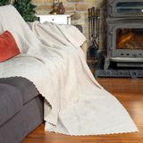 Latuda Home Premium Koltuk Örtüsü 110x175 (2 Adet) Berjer Gramajlı Jakarlı Şönil Krem | Kanepe Örtüsü | Kaymaz - 110 x 175 cm